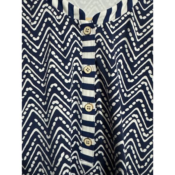 J. McLaughlin Navy Blue Print Coastal Sheath Dress Medium - Picture 3 of 5